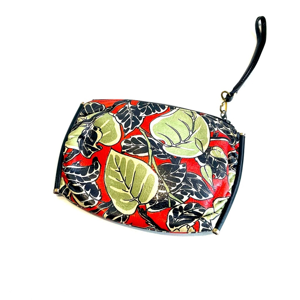 Leather Floral Wristlet